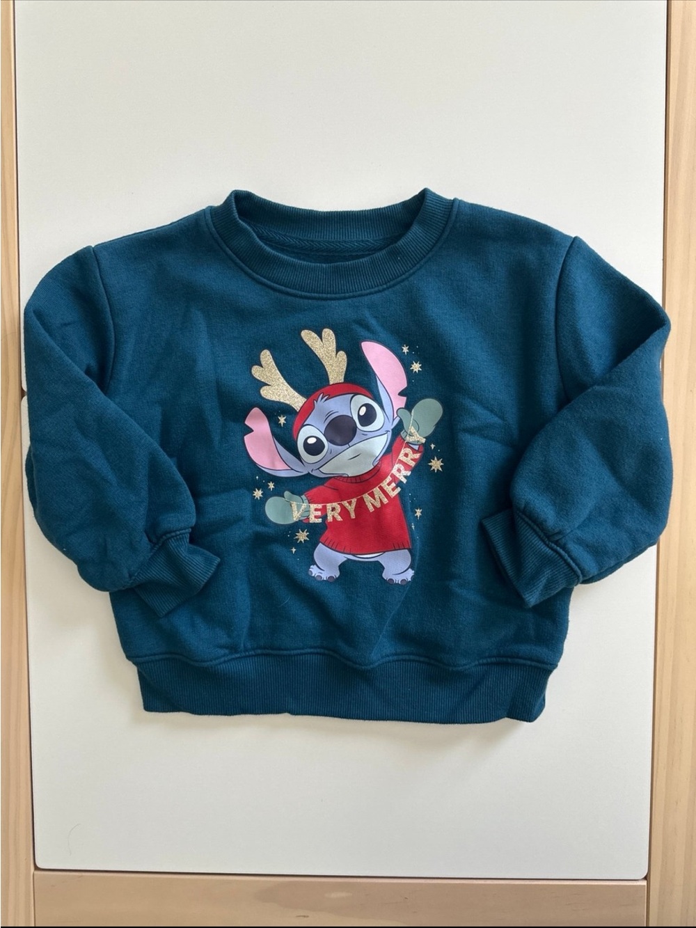 Disney Jumping Beans Teal Blue Stitch Very Merry Christmas Sweatshirt 2T